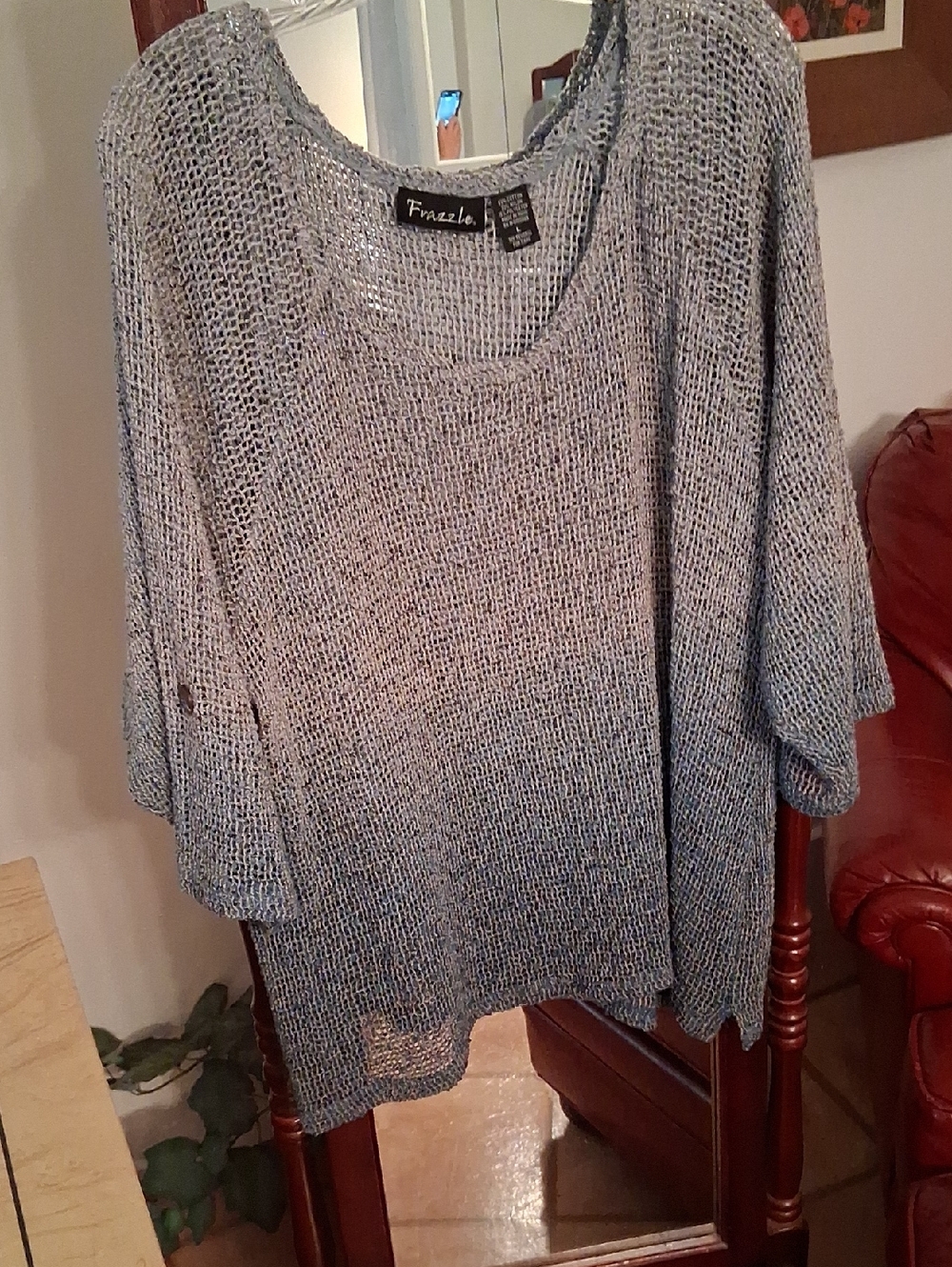 Frazzolo Open-Knit Lightweight Tunic Sweater - Light Blue